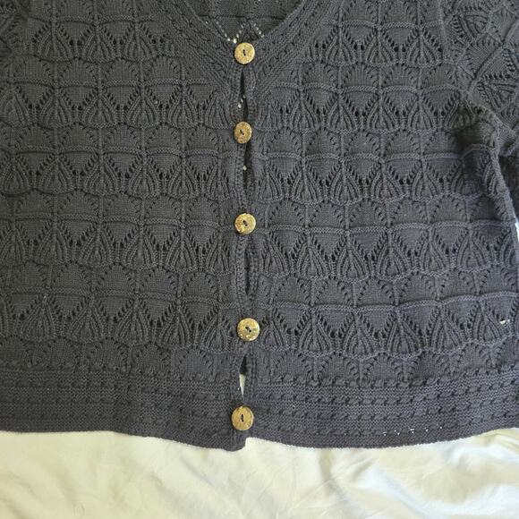 Style & Co Women Boho Whimsigoth Flare Sleeve  Open Knit Crochet Cardigan Top XL - Picture 4 of 9